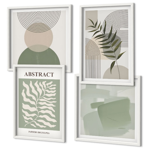 Set de cuadros modernos para salón Abstracciones botánicas bohemias
