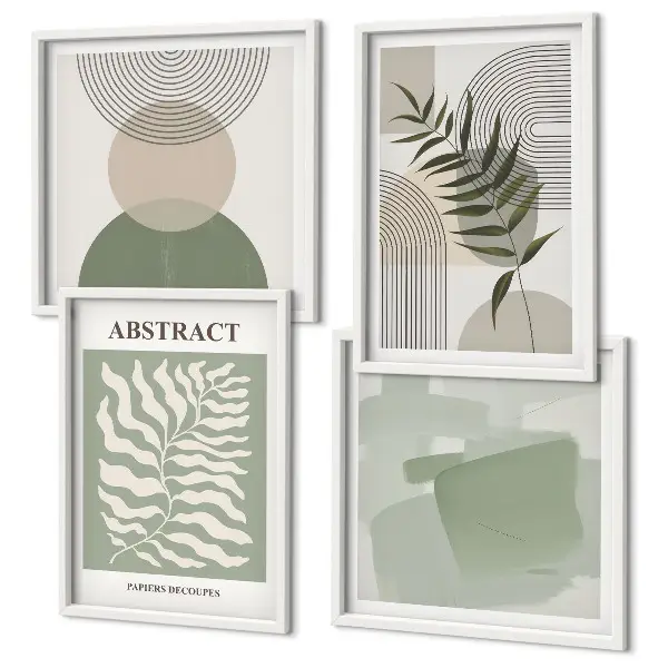 Set de cuadros modernos para salón con diseño de abstracciones botánicas bohemias