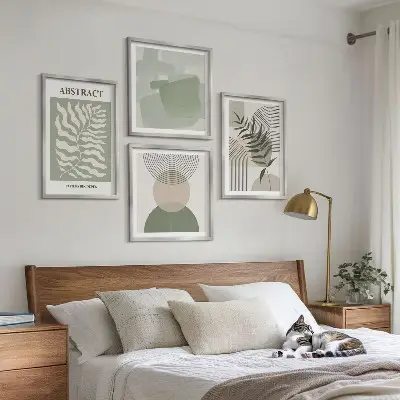 Set de cuadros modernos para salón con diseño de abstracciones botánicas bohemias