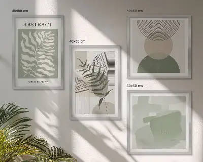 Set de cuadros modernos para salón con diseño de abstracciones botánicas bohemias