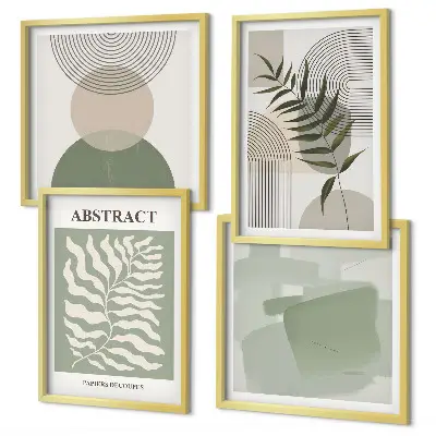 Set de cuadros modernos para salón con diseño de abstracciones botánicas bohemias