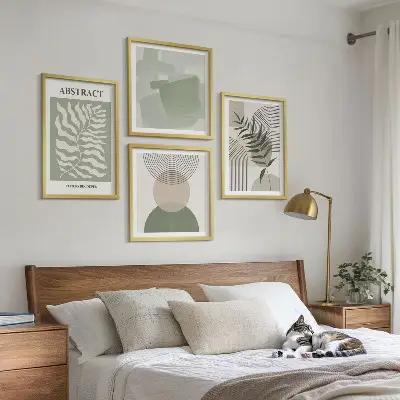 Set de cuadros modernos para salón con diseño de abstracciones botánicas bohemias