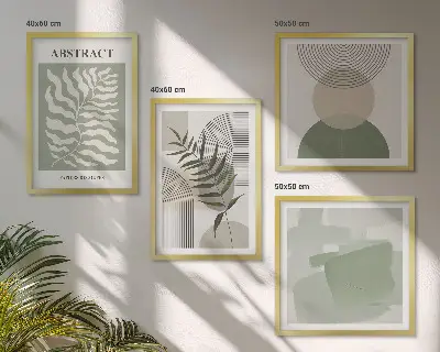 Set de cuadros modernos para salón con diseño de abstracciones botánicas bohemias