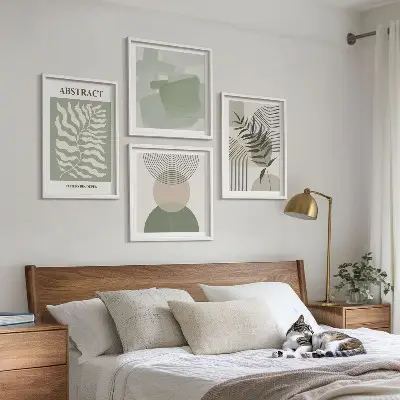 Set de cuadros modernos para salón con diseño de abstracciones botánicas bohemias