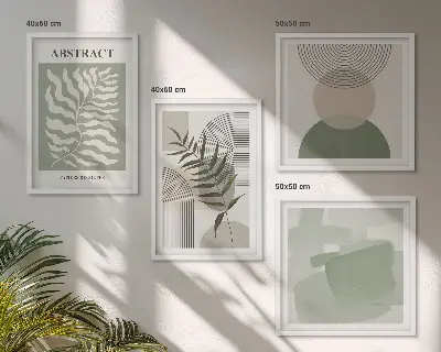Set de cuadros modernos para salón con diseño de abstracciones botánicas bohemias