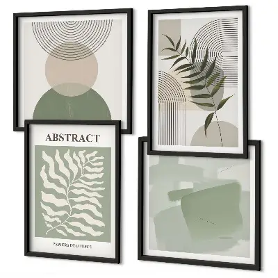 Set de cuadros modernos para salón con diseño de abstracciones botánicas bohemias