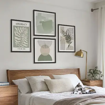 Set de cuadros modernos para salón con diseño de abstracciones botánicas bohemias