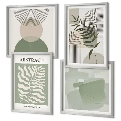 Set de cuadros modernos para salón con diseño de abstracciones botánicas bohemias