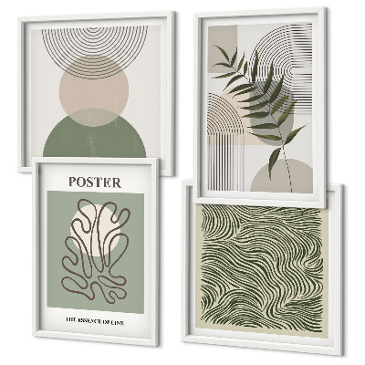 Set de 4 cuadros para salón patrones botánicos geométricos