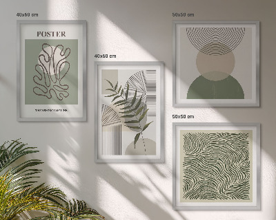 Set de 4 cuadros para salón patrones botánicos geométricos