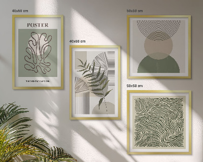 Set de 4 cuadros para salón patrones botánicos geométricos