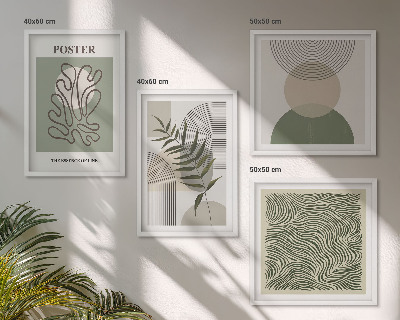 Set de 4 cuadros para salón patrones botánicos geométricos