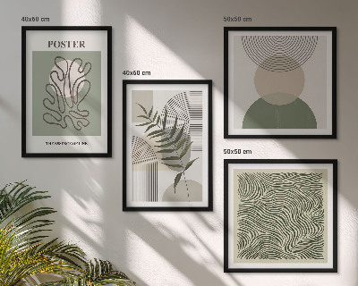 Set de 4 cuadros para salón patrones botánicos geométricos