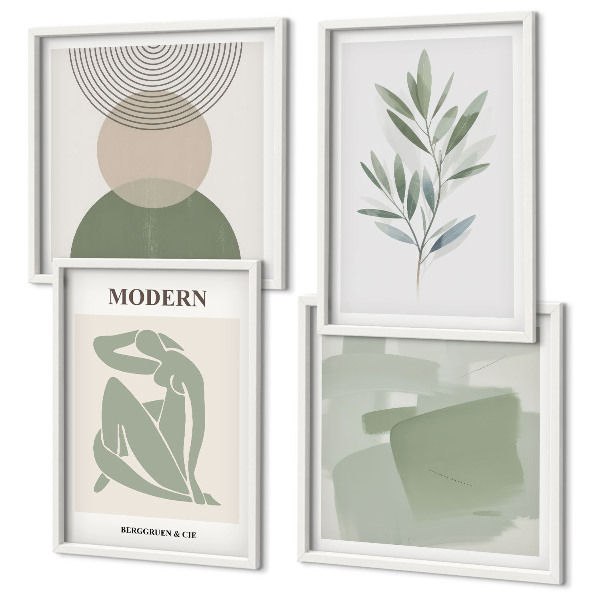 Galería de pared Gráficos abstractos de plantas con estilo