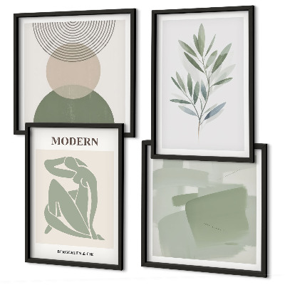 Galería de pared Gráficos abstractos de plantas con estilo