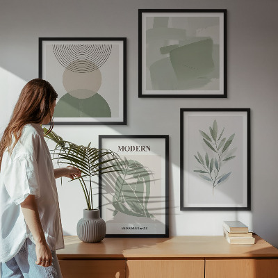 Galería de pared Gráficos abstractos de plantas con estilo