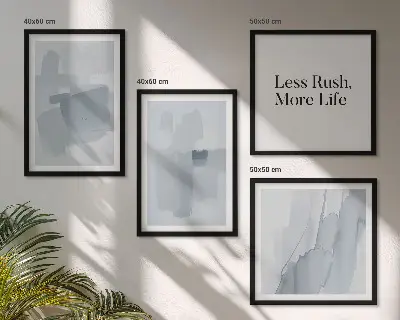 Set de cuadros modernos para salón con composiciones abstractas en acuarela