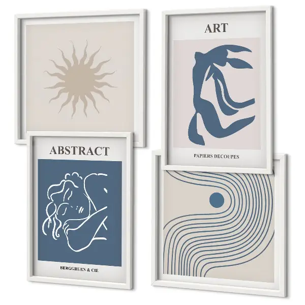 Set de 4 cuadros para salón con elegantes patrones abstractos de Matisse