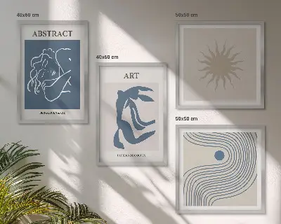 Set de 4 cuadros para salón con elegantes patrones abstractos de Matisse