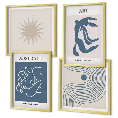 Set de 4 cuadros para salón con elegantes patrones abstractos de Matisse