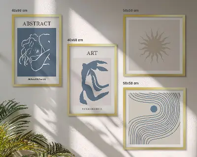 Set de 4 cuadros para salón con elegantes patrones abstractos de Matisse