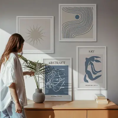 Set de 4 cuadros para salón con elegantes patrones abstractos de Matisse