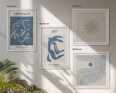 Set de 4 cuadros para salón con elegantes patrones abstractos de Matisse