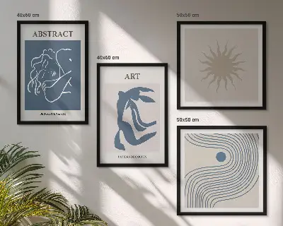 Set de 4 cuadros para salón con elegantes patrones abstractos de Matisse