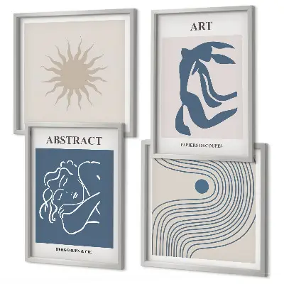 Set de 4 cuadros para salón con elegantes patrones abstractos de Matisse