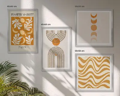 Galería de pared con patrones geométricos de plantas
