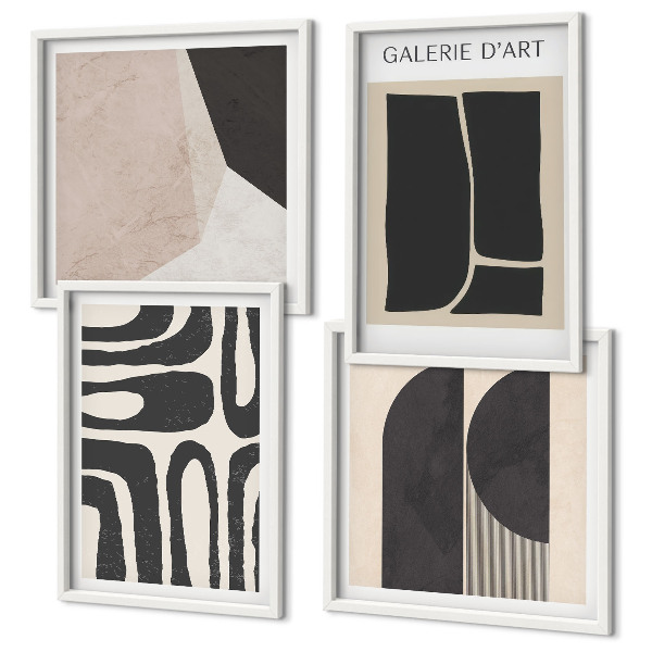 Set de 4 cuadros para salón Pósteres minimalistas abstractos