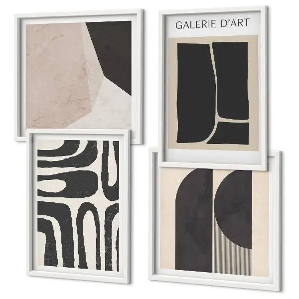 Set de 4 cuadros abstractos para salón pósteres minimalistas