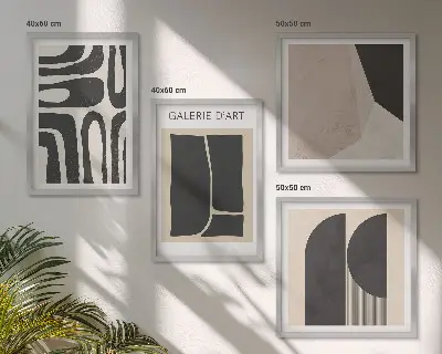 Set de 4 cuadros abstractos para salón pósteres minimalistas