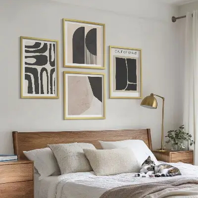 Set de 4 cuadros abstractos para salón pósteres minimalistas