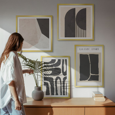 Set de 4 cuadros para salón Pósteres minimalistas abstractos