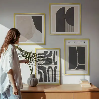 Set de 4 cuadros abstractos para salón pósteres minimalistas