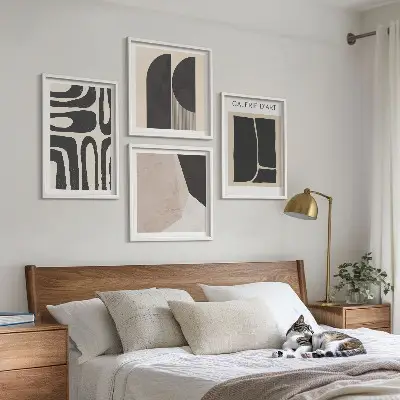 Set de 4 cuadros abstractos para salón pósteres minimalistas