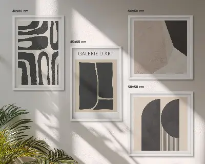 Set de 4 cuadros abstractos para salón pósteres minimalistas