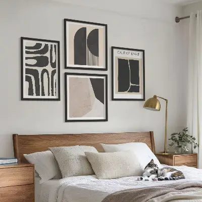 Set de 4 cuadros abstractos para salón pósteres minimalistas