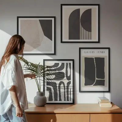 Set de 4 cuadros abstractos para salón pósteres minimalistas