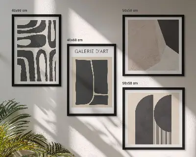 Set de 4 cuadros abstractos para salón pósteres minimalistas