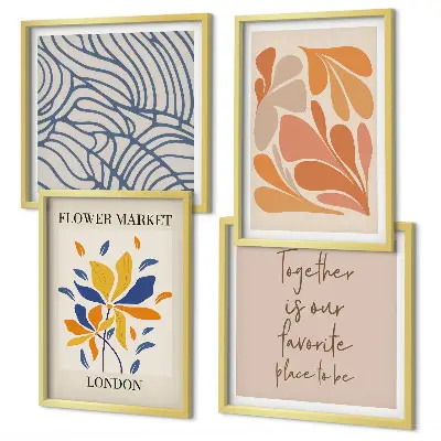 Set de 4 cuadros de flores abstractas modernas para salón