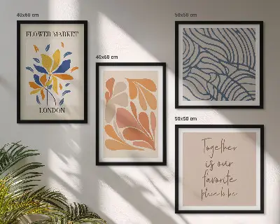 Set de 4 cuadros de flores abstractas modernas para salón