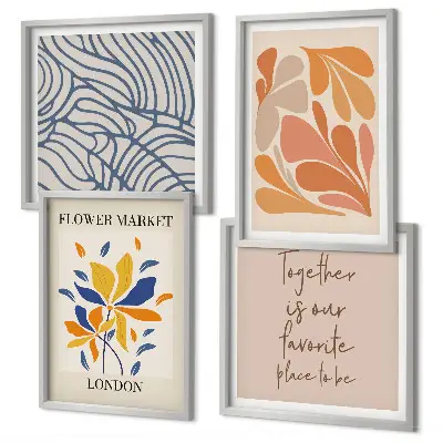 Set de 4 cuadros de flores abstractas modernas para salón
