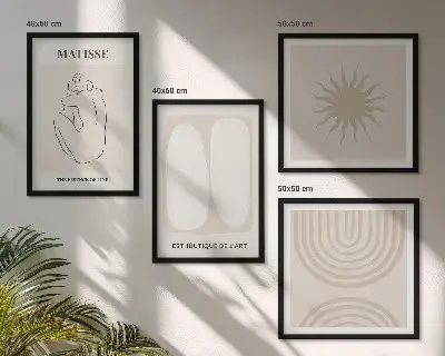 Galería de pared con líneas minimalistas y elegantes