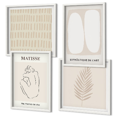 Set de cuadros modernos para salón Líneas formas beige blanco