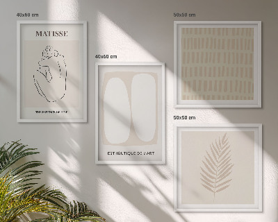 Set de cuadros modernos para salón Líneas formas beige blanco