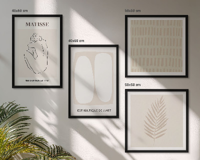 Set de cuadros modernos para salón Líneas formas beige blanco