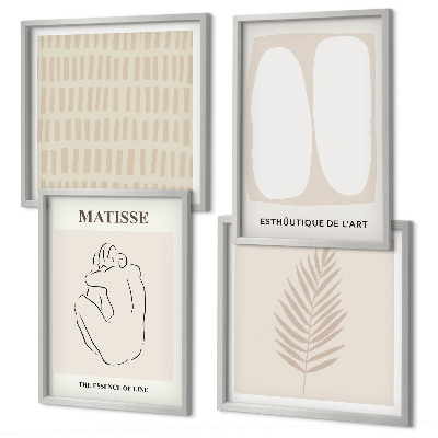 Set de cuadros modernos para salón Líneas formas beige blanco