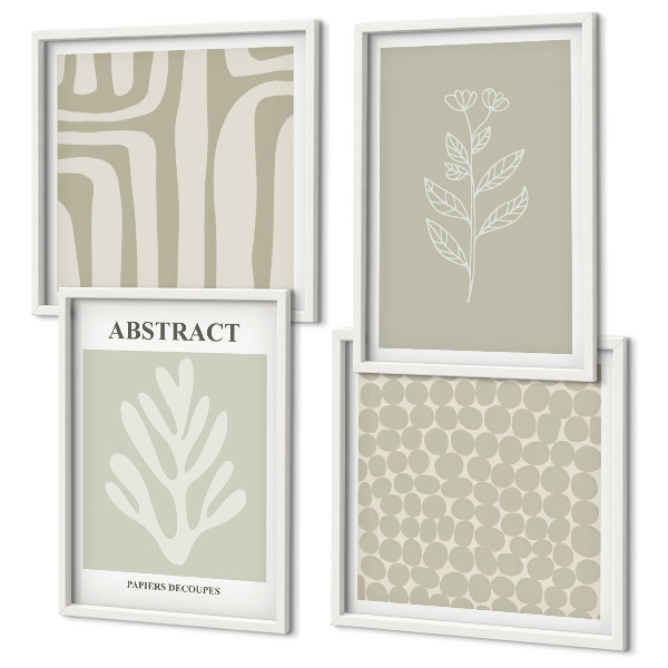 Set de 4 cuadros para salón Patrones abstractos de plantas